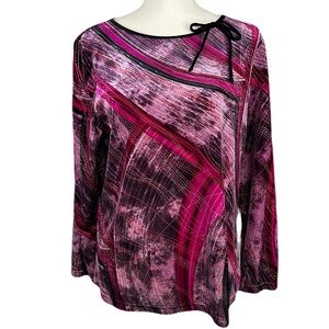 Notations Womens Sparkly Velvet Top Size XL Bow Whimsygoth Abstract Artsy Purple
